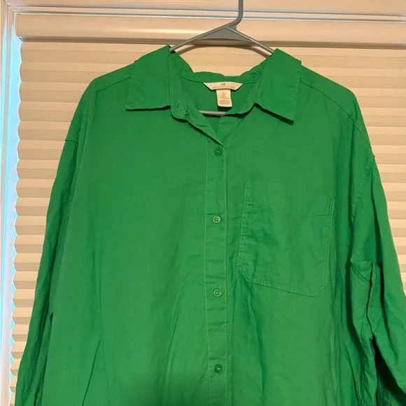 H&M Oversized Linen Button-Up Shirt Women’s Size M - Picture 5 of 10